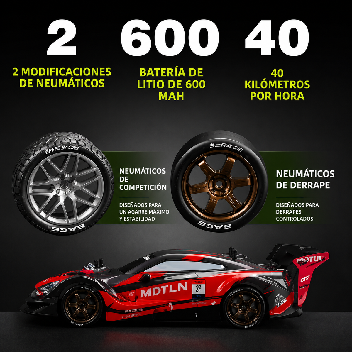 Coche de Drift con Control Remoto y Sonido